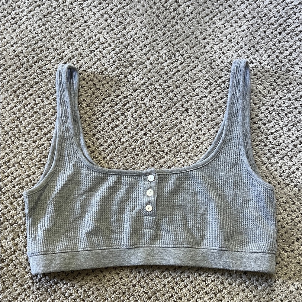 WSLY Heather Gray Waffle Knit Top